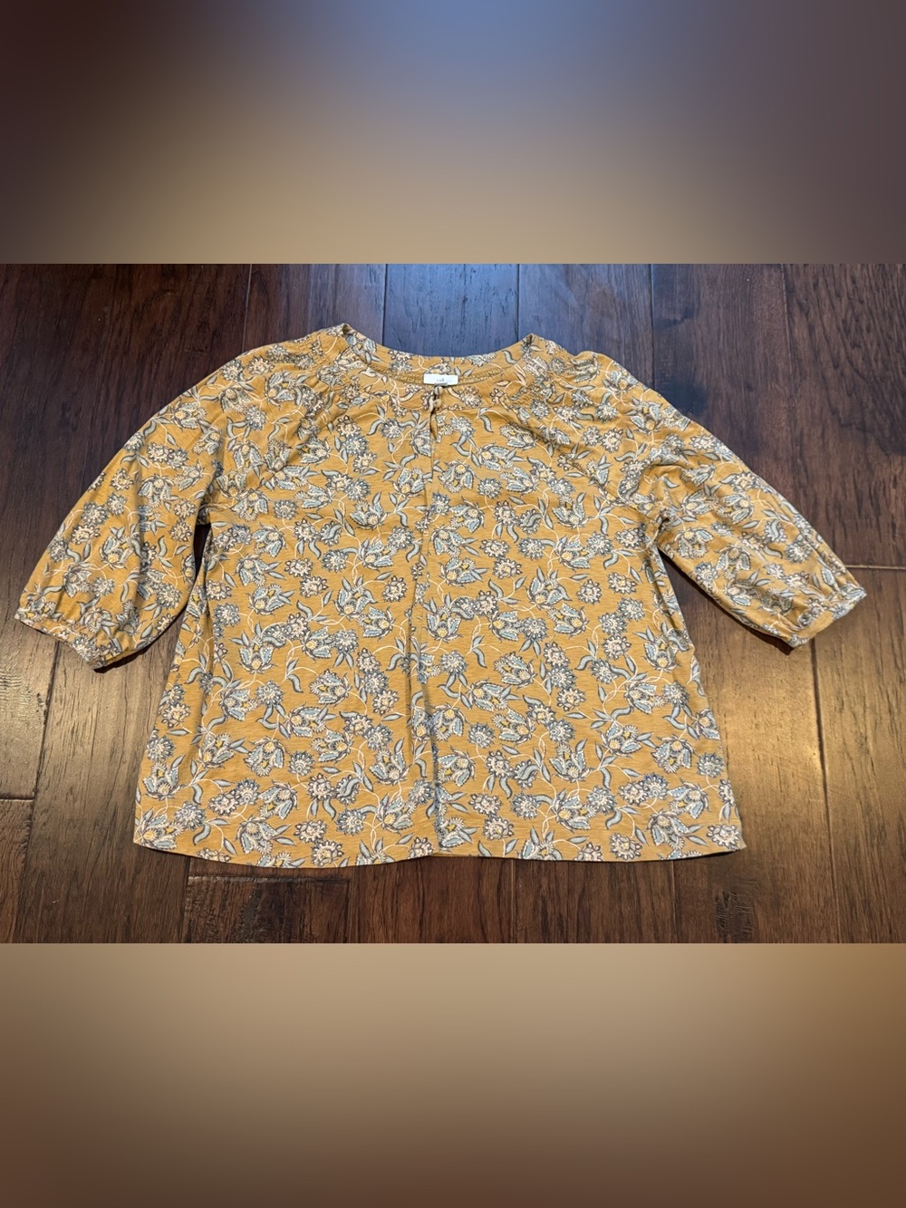 J. Jill Mustard Yellow Floral Smocked neck Blouse -XL